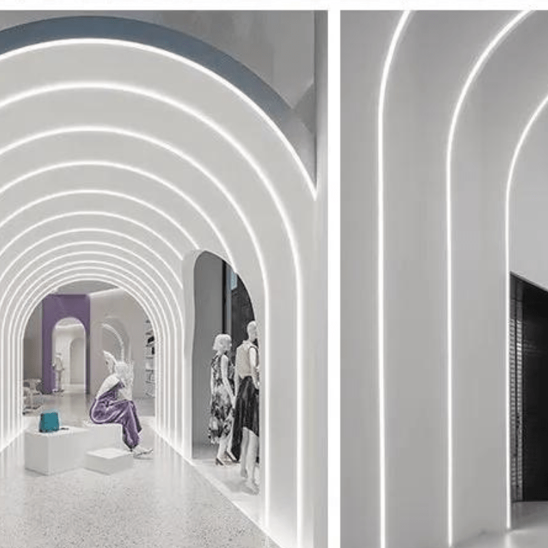 2M Perfil De Aluminio Flexible Con Mica Blanca Para Plafón Empotrar 14x55mm - Wattko